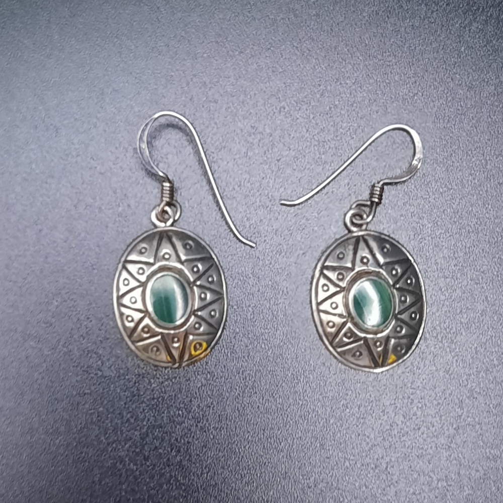 Malachite Sterling Silver Dangle Earrings